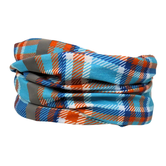 Bandana Blue Orange Plaid - Whippa Snappa Flea and Tick Repelling Accessories